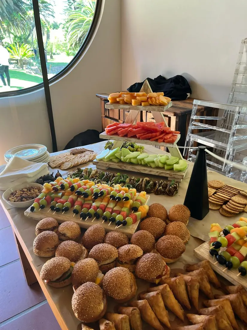 Grazing table on food risers